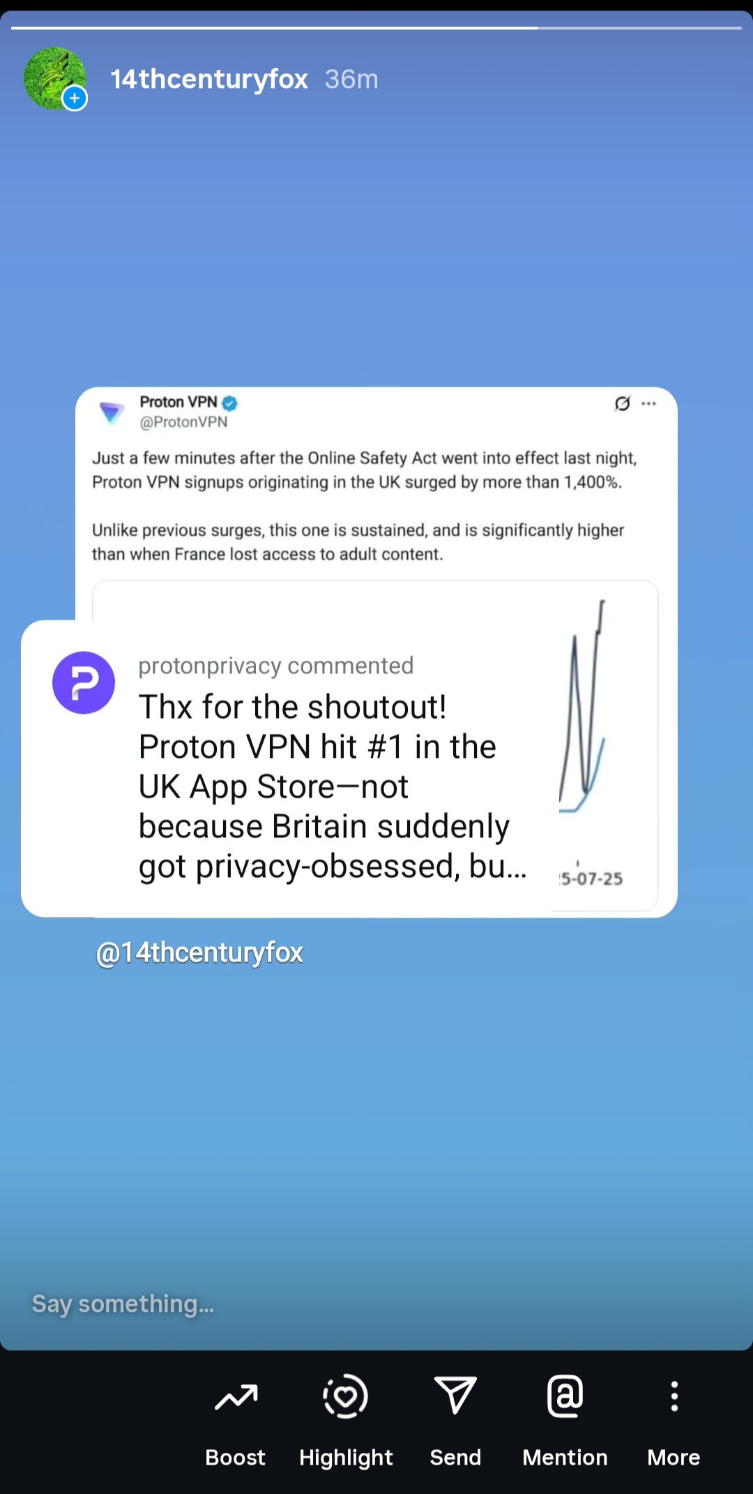 پاسخ رسمی پروتون‌وی‌پی‌ان به فید اینستای من